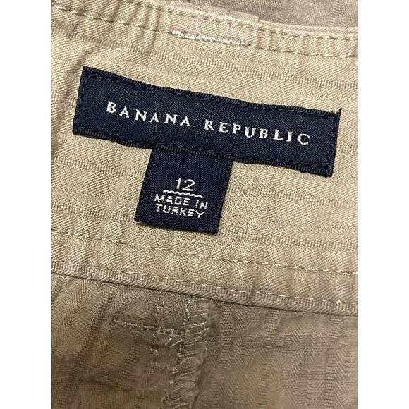 Banana Republic Women's Bermuda Walking Shorts Tan Textured Size 12 100% Cotton - Picture 7 of 9